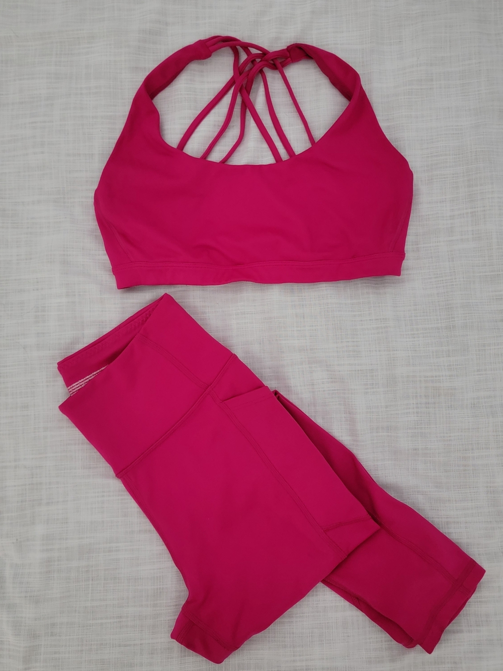 Victoria's Secret Hot Pink Strappy Sports Bra & High-Rise Leggings Set
